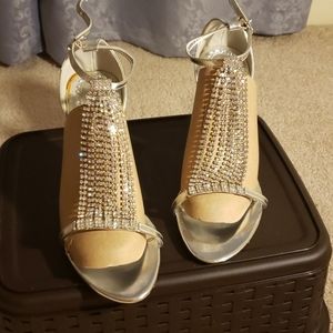 Silver chandelier sandal heel